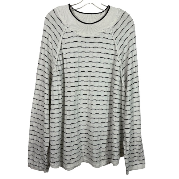 Southern Lady Sweaters - Southern Lady White Black Geometric 3D Knit Mock Neck Sweater 2X Plus Size XXL